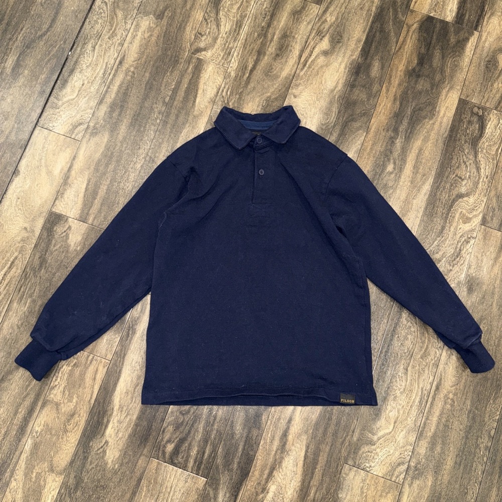 Vintage C.C. Filson Co. Navy Blue 1/4 Button Pullover Sweater Men's Size‎ XS